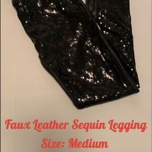 Faux Leather Sequin Leggings